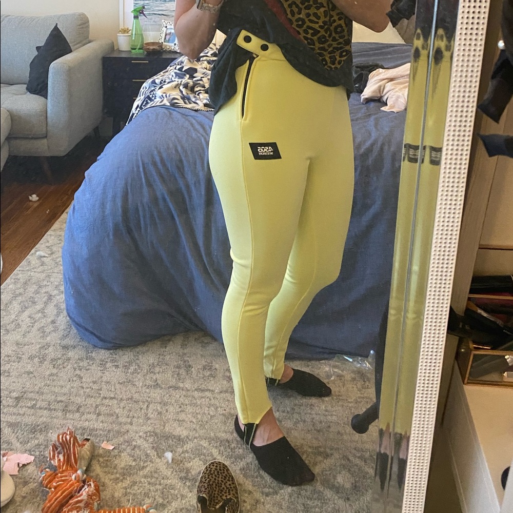 ASOS Lemon Yellow skinny stirrup ski pants NWT